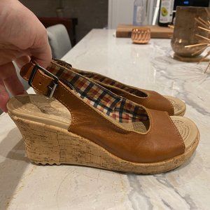 Crocs tan with cork wedges